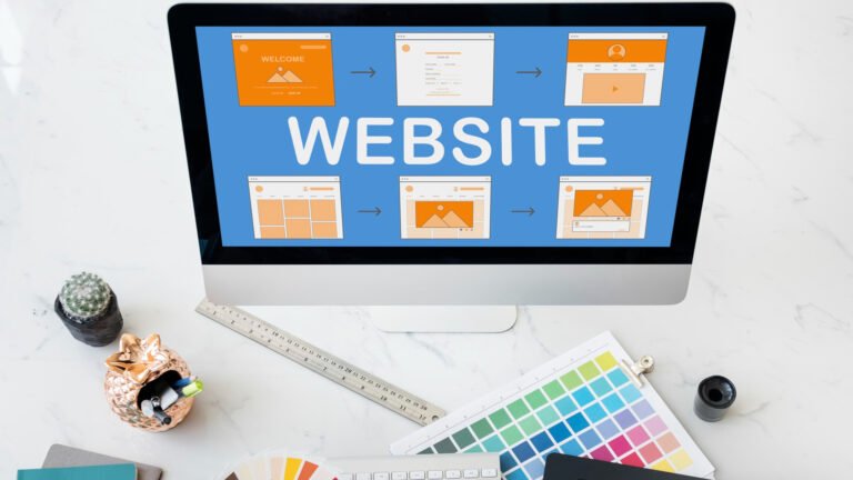 Website layout displayed on a desktop monitor