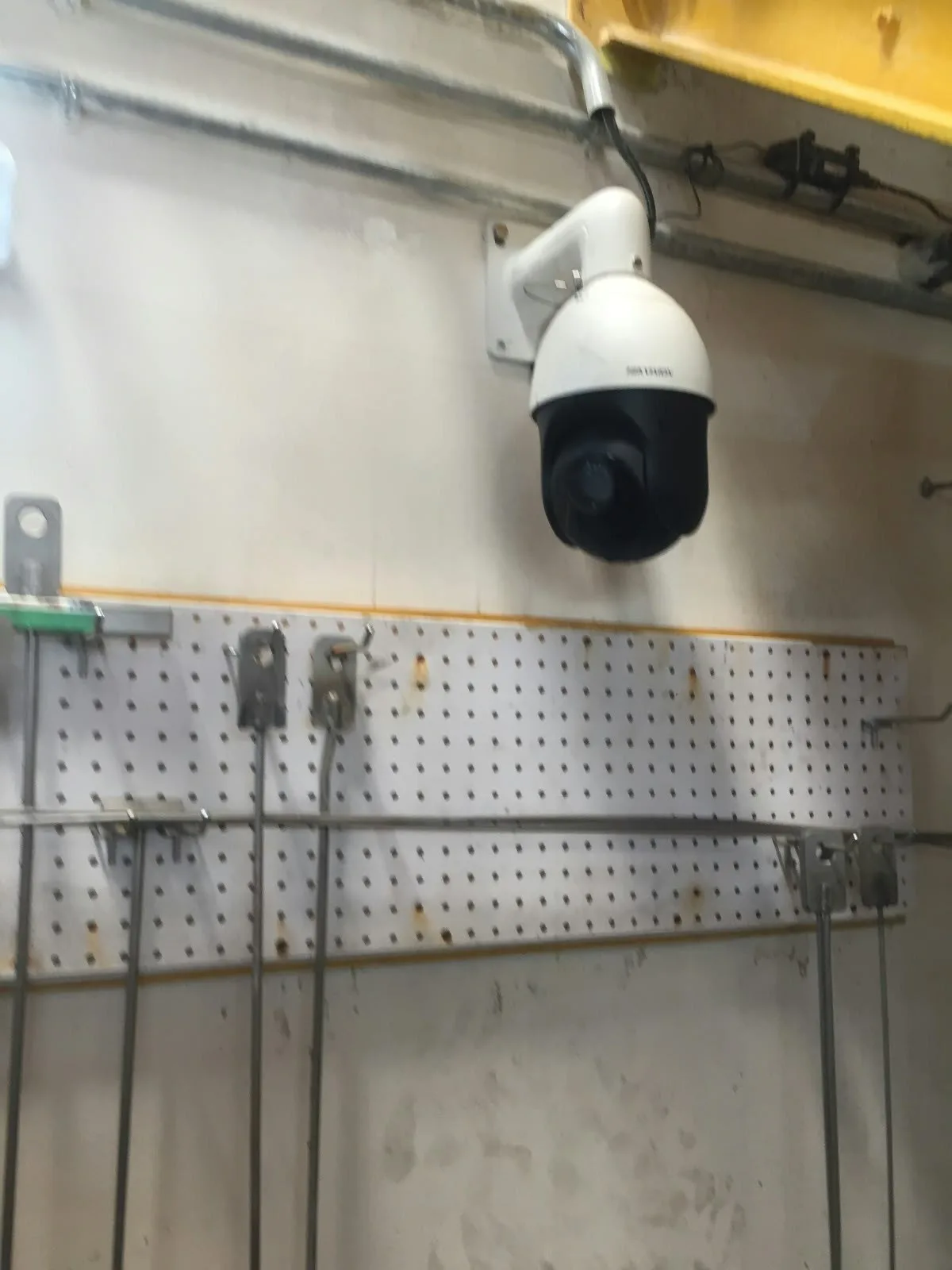 Dome camera mounted inside the pressure testing bay