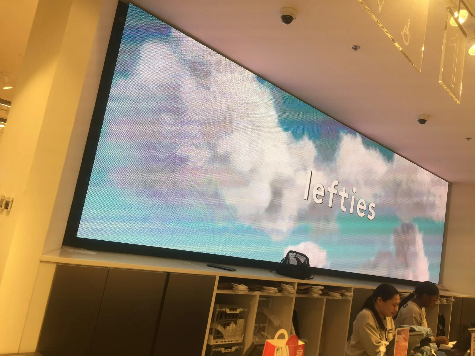 Retail LED video wall displaying promotional content
